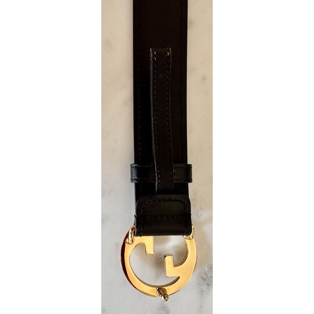 Authentic Gucci Blondie Belt Black Leather Gold GG Size 80 - Picture 6 of 7